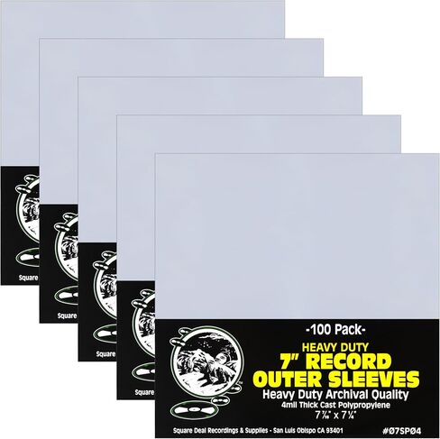 Square Deal Recordings & Supplies - 7" 45rpm Vinyl Record Outer Sleeves - Heavy Duty 4mil Thick - Archival Quality - Set of 500#07SP04 in Kuwait