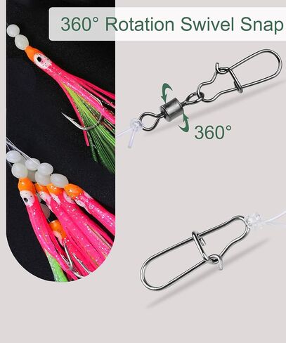 Squid Bait Fishing Rigs, Glow Pre-Tied Surf Fishing Lures Rigs 12pcs in Kuwait