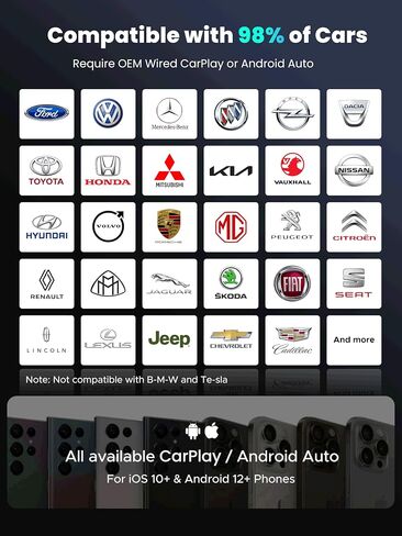 محول CarPlay لاسلكي 4 في 1 لبث Netflix/YouTube/TikTok/TF Card، 2026 Magic Video AI Box & Android Auto Dongle [Dual Band WiFi، Autolink Pro] التوصيل والتشغيل، يناسب سيارة تشغيل السيارة السلكية OEM in Kuwait