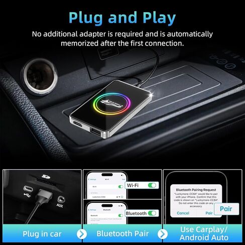 صندوق AI 3in1 لسيارات CarPlay السلكية، 4 جيجابايت + 32 جيجابايت، محول لاسلكي in Kuwait