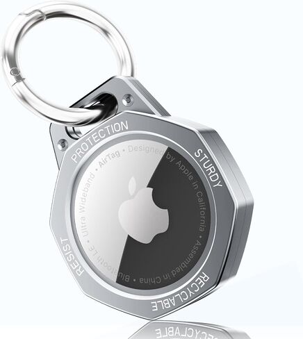 Tieuwant AirTag Holder Case- Aluminum Alloy Airtag Keychain (1st & 2nd Gen) for Keys, Bags, Luggages (Gunmetal Grey) in Kuwait