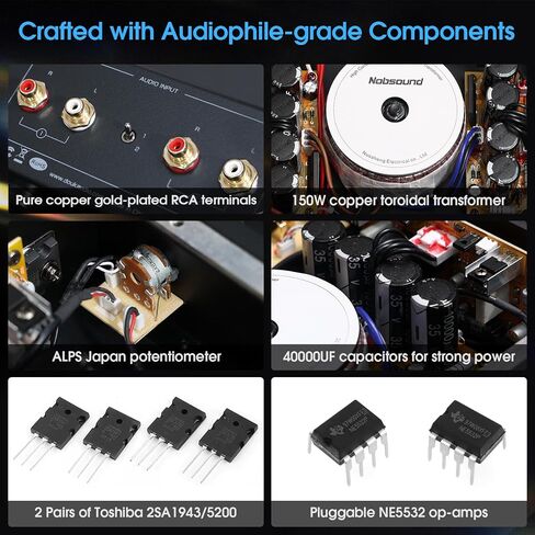 Nobsound Class A Stereo Amplifier: Single-Ended HiFi Integrated Speaker Amp Dual RCA Input Symmetrical Circuit for Home Audio Audiophiles (NS-02G PRO) in Kuwait