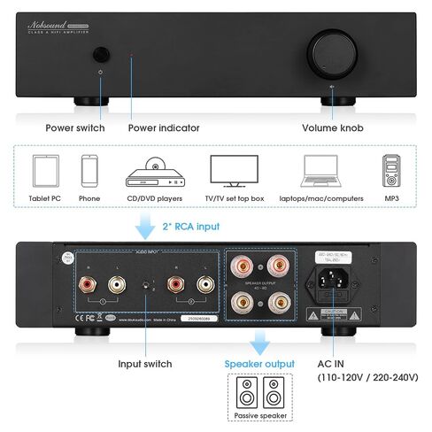 Nobsound Class A Stereo Amplifier: Single-Ended HiFi Integrated Speaker Amp Dual RCA Input Symmetrical Circuit for Home Audio Audiophiles (NS-02G PRO) in Kuwait