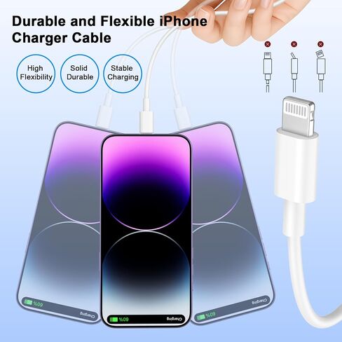 [Apple MFi Certified] iPhone Charger Lightning Cable Cord 10FT Long in Kuwait