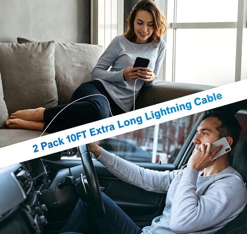 [Apple MFi Certified] iPhone Charger Lightning Cable Cord 10FT Long in Kuwait