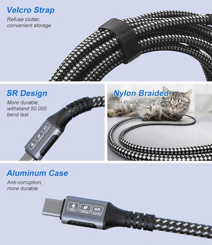 20 FT USB C Cable 240W Fast Charging, 20Gbps Data Transfer & 4K@60Hz Video, PD 3.1 Braided Super Long USBC Cable, USB-C to USB-C 3.2 Gen 2x2 Cord for iPhone17 16 15, MacBook, iPad, Galaxy, VR, Monitor in Kuwait