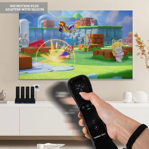 محطة شحن 4 في 1 لجهاز التحكم عن بعد Wii&Wii U، مع 4 بطاريات قابلة لإعادة الشحن (4 منافذ شحن + 4 قطع بطاريات بديلة 2800 مللي أمبير في الساعة + كابل USB + قابس) لا تتضمن جهاز تحكم عن بعد - أسود in Kuwait