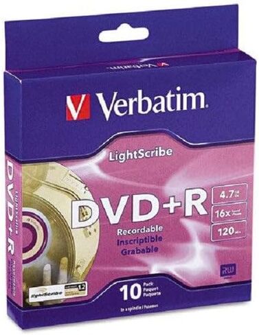 وسائط LightScribe DVD+R قابلة للتسجيل، 10 في كل حزمة - طباعة بالليزر مباشرة على القرص (4.7 جيجابايت، 120 دقيقة، 95116) in Kuwait
