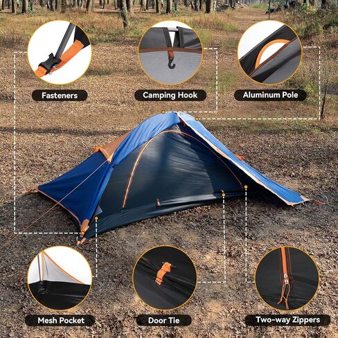 1 Person Lightweight Single Pole Backpacking Tent, Waterproof & Large Space in Kuwait
