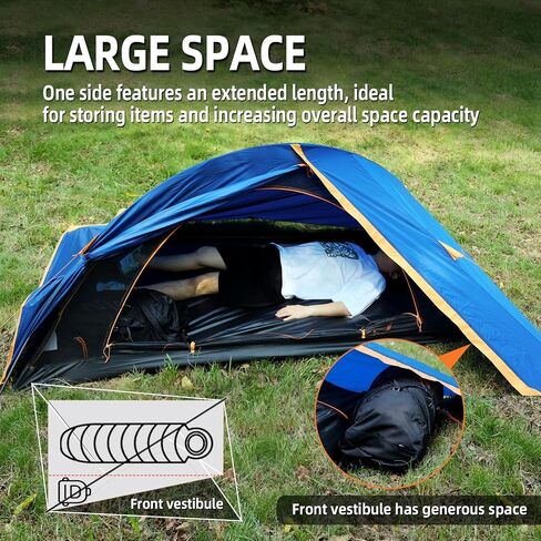 1 Person Lightweight Single Pole Backpacking Tent, Waterproof & Large Space in Kuwait