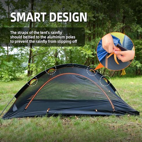 1 Person Lightweight Single Pole Backpacking Tent, Waterproof & Large Space in Kuwait