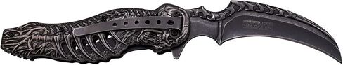Tac-Force- Folding Pocket Knife – Stonewashed Finish Stainless Steel Blade and Handle w/Sculpted Skeleton Design, Pocket Clip, Tactical, EDC, Rescue - TF-857 in Saudi Arabia