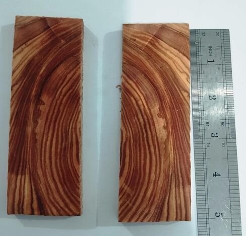 Stabilized Natural Olive wood Knife Handle Pair, Oleaceae family hard wood scales, DIY, knife making, Knife accessories, Natural Grain Wood pair, Gift Packed. CW in Saudi Arabia
