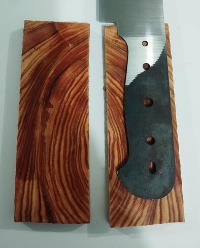 Stabilized Natural Olive wood Knife Handle Pair, Oleaceae family hard wood scales, DIY, knife making, Knife accessories, Natural Grain Wood pair, Gift Packed. CW in Saudi Arabia