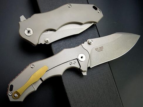 Eafengrow EF905 Folding Knife with Point 14c28n Steel Blade and TC4 Titanium Alloy Handle Folder Pocket Knives for Outdoor Camping Hiking EDC Tool(Frame Lock) in Kuwait