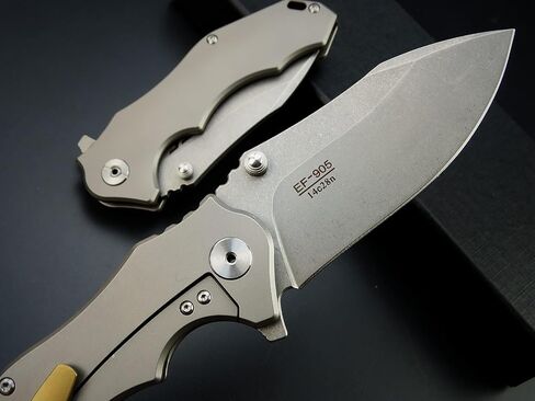 Eafengrow EF905 Folding Knife with Point 14c28n Steel Blade and TC4 Titanium Alloy Handle Folder Pocket Knives for Outdoor Camping Hiking EDC Tool(Frame Lock) in Kuwait