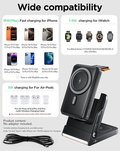5 in 1 Charging Station Portable Charger Power Bank for Apple Watch Charger in Kuwait