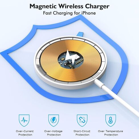[Apple MFi Certified] iPhone 17 Magnetic Charger,6FT USB C i Phone 17 Wireless Charging Pad & Fast PD USB C Charging Block,Fast iPhone Mag-Safe Charger for iPhone 17/16 Pro/Pro Max/15/14/13/12 Series in Kuwait