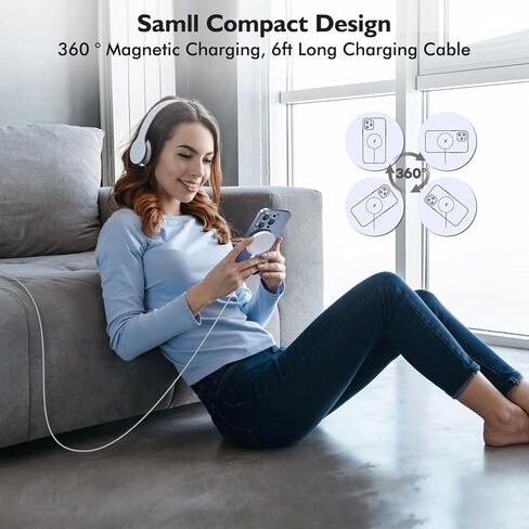 [Apple MFi Certified] iPhone 17 Magnetic Charger,6FT USB C i Phone 17 Wireless Charging Pad & Fast PD USB C Charging Block,Fast iPhone Mag-Safe Charger for iPhone 17/16 Pro/Pro Max/15/14/13/12 Series in Kuwait
