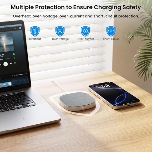 Wireless Charging Pad 15W for iPhone 16, Anti-Slip, Detachable USB Cable in Kuwait