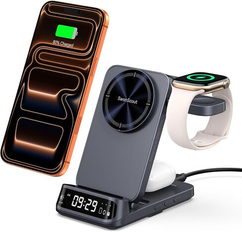 25W 3 in 1 MagSafe Charger Stand for iPhone 12-17, Apple Watch, AirPods in Saudi Arabia