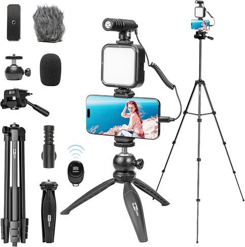 USKEYVISION Content Creator Essentials w/Camera Tripod,Light & Mic Vlog K4 in Kuwait