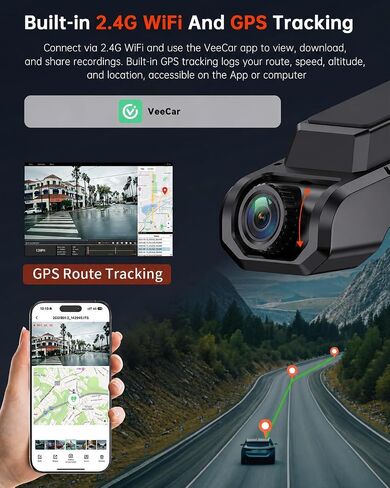 4K+1080P Front and Rear Dash Cam for Cars, Built-in WiFi and GPS in Kuwait