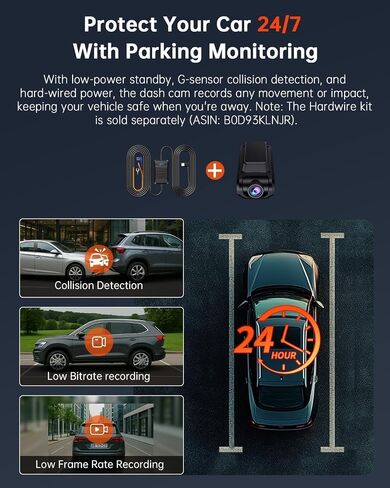 4K+1080P Front and Rear Dash Cam for Cars, Built-in WiFi and GPS in Kuwait