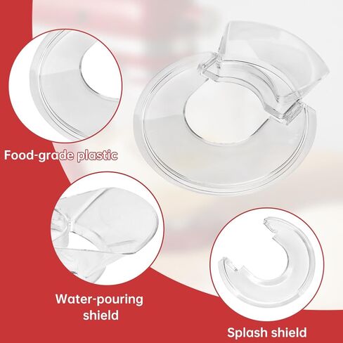 Pouring Shield for Kitchen-Aid 4.5-5 Quart Tilt-Head Stand Mixer, Removable Splatter Guard for Stainless Steel, Glass, Ceramic Bowls(COLOR:Transparent) in Kuwait