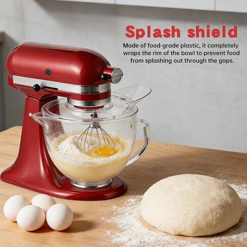 Pouring Shield for Kitchen-Aid 4.5-5 Quart Tilt-Head Stand Mixer, Removable Splatter Guard for Stainless Steel, Glass, Ceramic Bowls(COLOR:Transparent) in Kuwait