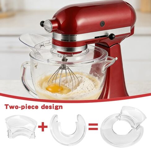 Pouring Shield for Kitchen-Aid 4.5-5 Quart Tilt-Head Stand Mixer, Removable Splatter Guard for Stainless Steel, Glass, Ceramic Bowls(COLOR:Transparent) in Kuwait