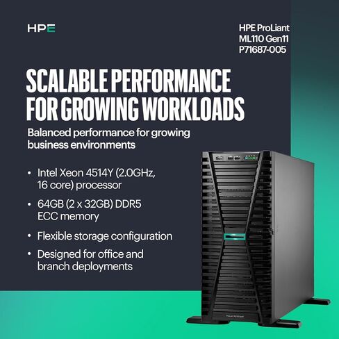 Hewlett Packard Enterprise HPE ML110 G11 4514Y 64G MR408i-o SVR, P71687-005 in Saudi Arabia