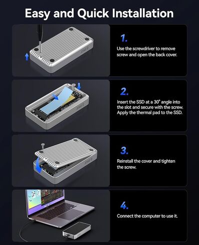 ORICO 80Gbps M.2 NVMe SSD Enclosure PCIE 5.0 Silent Fanless Compatible with Thunderbolt 5/4/3/USB4 X50 Dual-chip USB3.2/3.1/3.0 M-Key/(M&B) Key NVMe SSDs up to 8TB Fanless Silent Cooling- X50PRO in Saudi Arabia