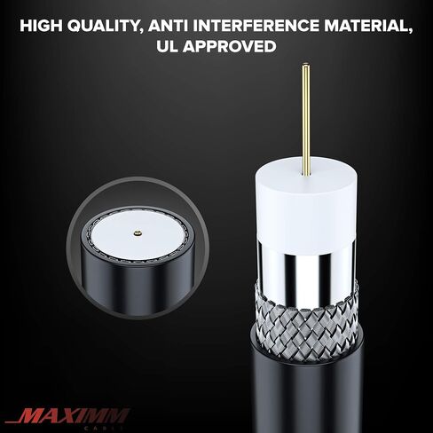 Maximm RG6 Coaxial Cable 3 Ft, Triple Shielded, Black, CL3, Gold F-Type, 2 Pack in Saudi Arabia