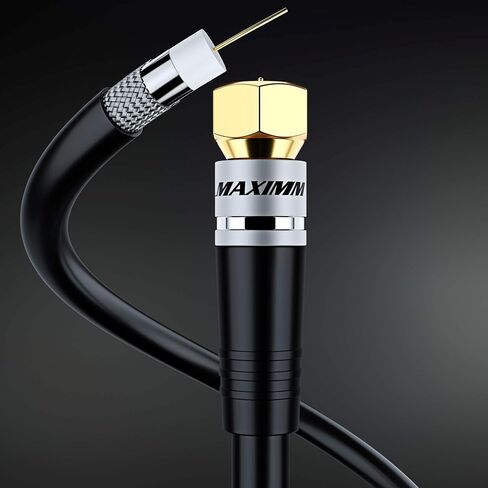 Maximm RG6 Coaxial Cable 3 Ft, Triple Shielded, Black, CL3, Gold F-Type, 2 Pack in Saudi Arabia