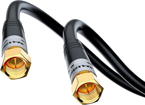 Maximm RG6 Coaxial Cable 3 Ft, Triple Shielded, Black, CL3, Gold F-Type, 2 Pack in Saudi Arabia