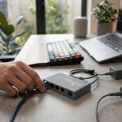 ZJchao 4 Port Gigabit Ethernet Adapter Plug and Play Network Splitter Compatible with Gen3 Mini for RV Camping Home Office in Saudi Arabia