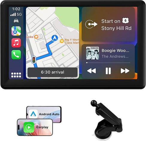 7 inch Double Din Car Radio: Wireless Carplay & Android Auto Car Radio Stereo, Bluetooth 5.0/FM/MP3/USB/Aux Input in Saudi Arabia
