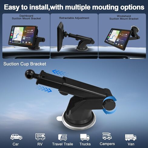 7 inch Double Din Car Radio: Wireless Carplay & Android Auto Car Radio Stereo, Bluetooth 5.0/FM/MP3/USB/Aux Input in Saudi Arabia