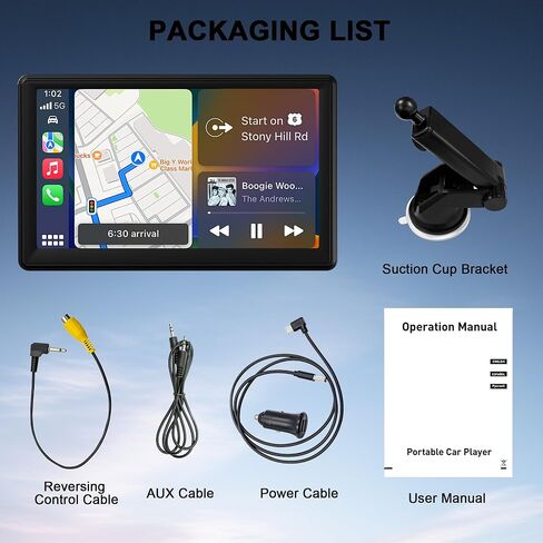 7 inch Double Din Car Radio: Wireless Carplay & Android Auto Car Radio Stereo, Bluetooth 5.0/FM/MP3/USB/Aux Input in Saudi Arabia