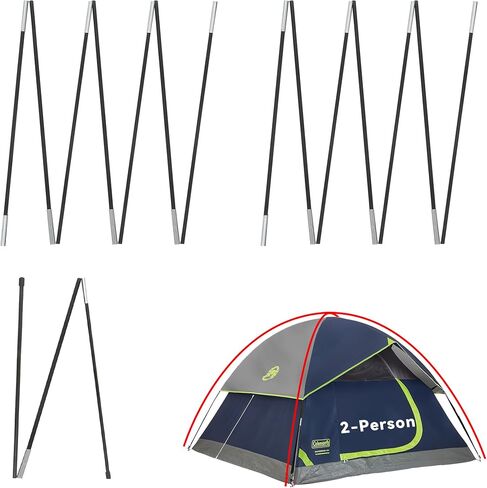 Upgraded 3 PCS Replacement Tent Poles for Coleman 2 Person Sundome Camping Tent, Camping Tent Accessories for Coleman Camping Tent, Pre-Assembled Fiberglass Replacement Pole Set in Saudi Arabia