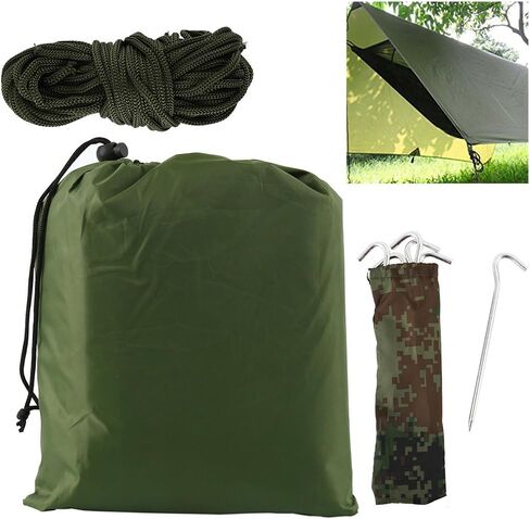 Tent Tarp, 10x10Ft Hammock Rain Fly Tent Tarp, Waterproof Camping Tarpaulin Shelter, Portable Lightweight Windproof Snowproof for Camping Picnic Beach -(Green) in Saudi Arabia