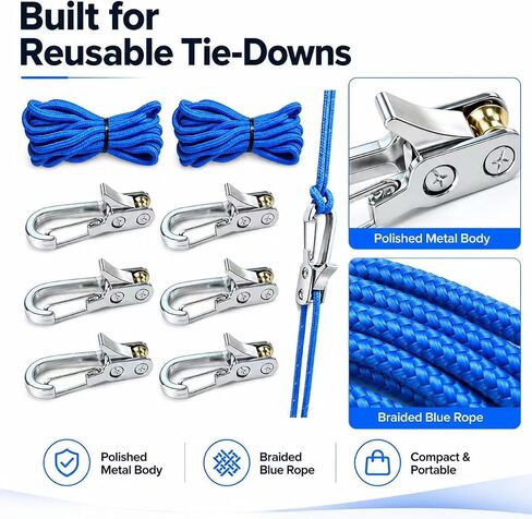 Rope with Roller Tensioner for Easy and Secure Tying, 6-Pack Paracord Adjusters,Easy Pull Release Adjuster for Camping, Boating & Home Tie-Down in Saudi Arabia
