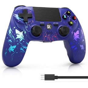 ISHAKO Wireless Controller for PS4, Adjustable RGB(Shark Purple) in Kuwait