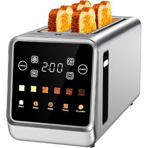 Long Slot Toaster 4 Slice with Touchscreen, 1400W Stainless Steel 2-Slot Smart Appliance Extra Wide 1.5 Inch, MemoryIQ Tech Digital Timer for Bagel Waffle, Kitchen Essentials in Saudi Arabia