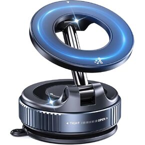 Vacuum Magnetic Car Phone Mount, 118LBS Nano Gel Suction Cup, 360° Adjustable, Compatible with Magsafe iPhone 12-17 Air Pro Max, Car Phone Holder for Dashboard Windshield Textured Surfaces in Kuwait