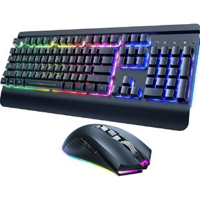 Wireless Gaming Keyboard and Mouse Combo, Metal Panel Light Up 3200DPI Mice in Kuwait