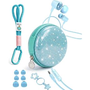 Teens Wired Earbuds with Case, 3.5mm Headphones for School, Bowknot in Kuwait