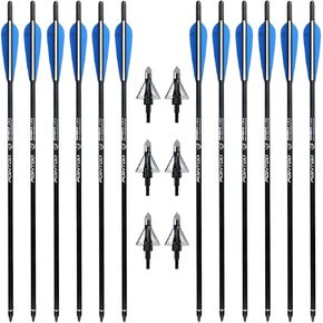 20inch Carbon Crossbow Bolts Crossbow Hunting Arrows with 4" Vanes and Replaced Arrowhead/Tip (12 Pack) in Kuwait