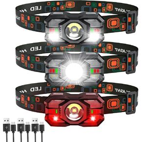 Rechargeable Headlamp Flashlight 3-Pack, 2000 Lumen Super Bright LED Headlight with Red Light, Headlamps for Adults Kid, Waterproof Lightweight Head Lamp for Outdoor Camping Running Hiking Fishing in Saudi Arabia